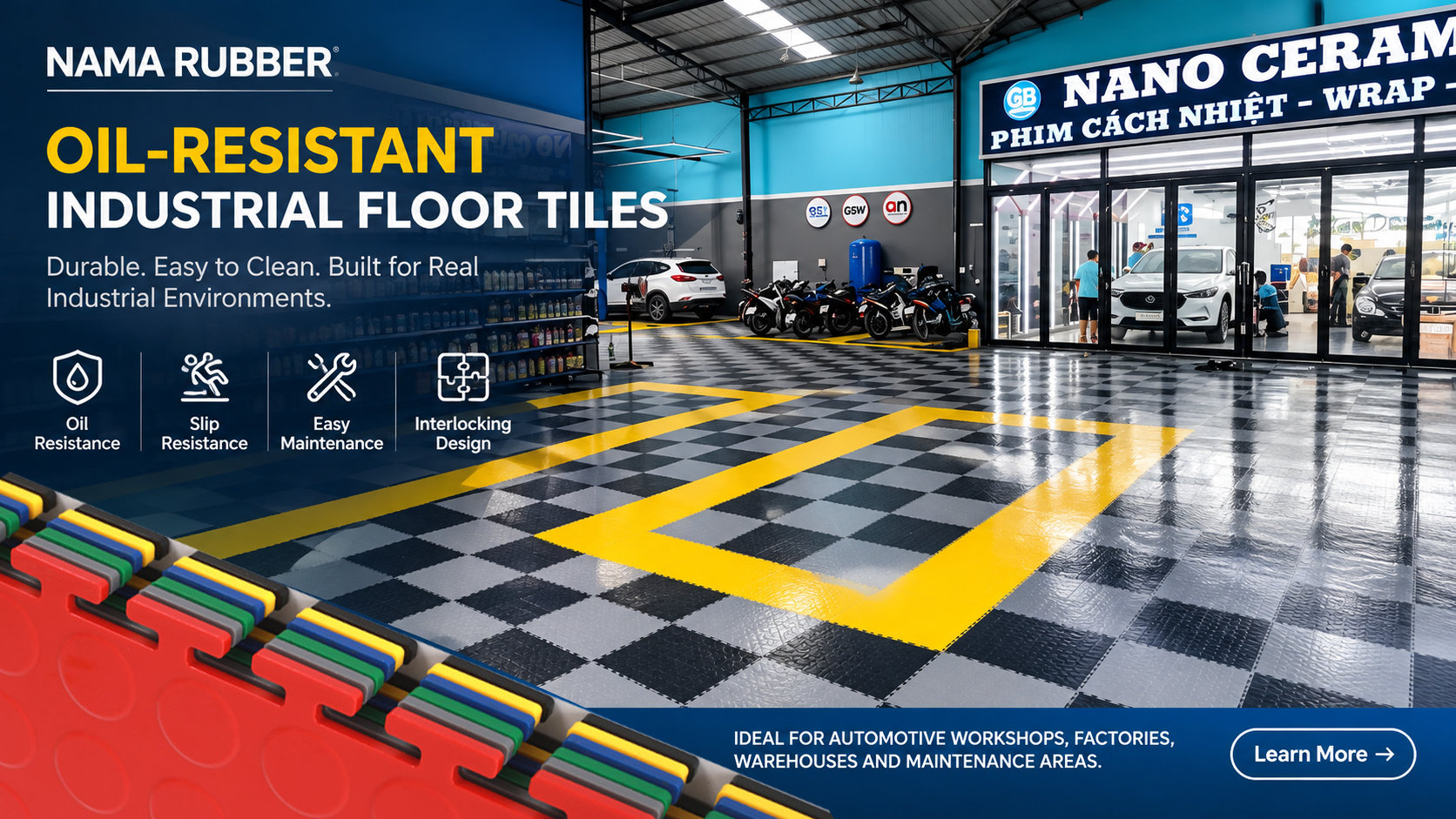 Oil-Resistant Industrial Floor Tiles | NAMA RUBBER